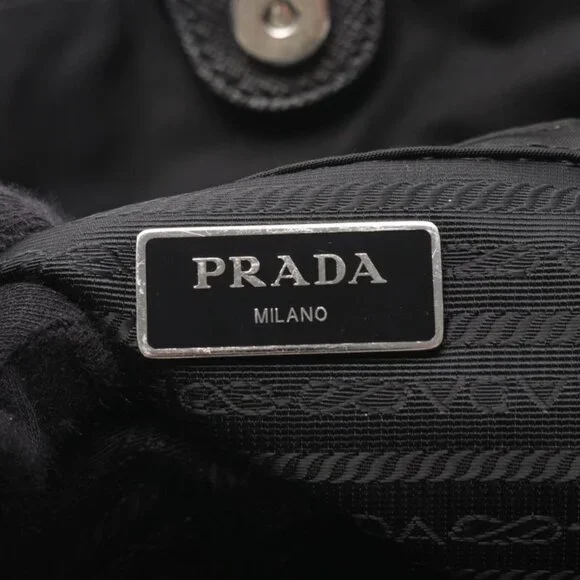 Prada Tote Bag Tessuto Impuntu 1 Bg740 Black Nylon Saffiano Leather Tessuto - Picture 4 of 10